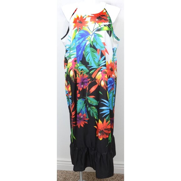 Signature Collection Plus Size 2X Floral Hawaiian Summer Tank Maxi Dress Colorfu - Picture 1 of 10